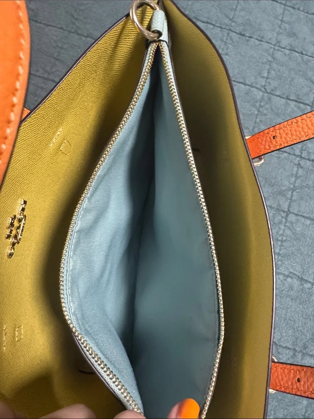Coach Orange Mollie Pebbled Leather Mini Tote with Tag